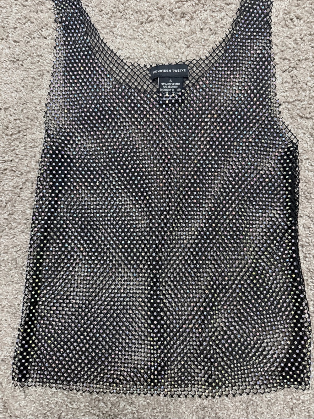 Black Sheer Rhinestone Mesh Tank - Picture 2 of 3